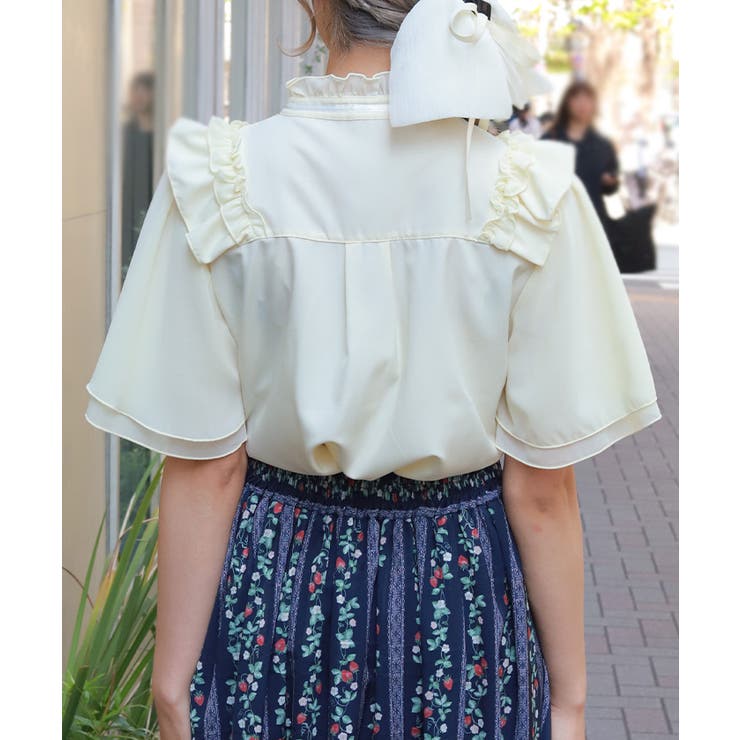 レース切替フリルスタンドブラウス | axes femme | 詳細画像3 