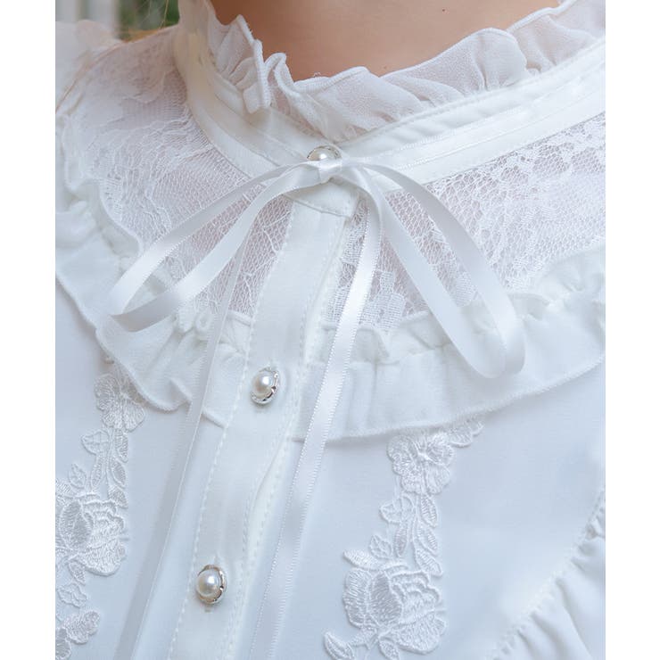 レース切替フリルスタンドブラウス | axes femme | 詳細画像5 