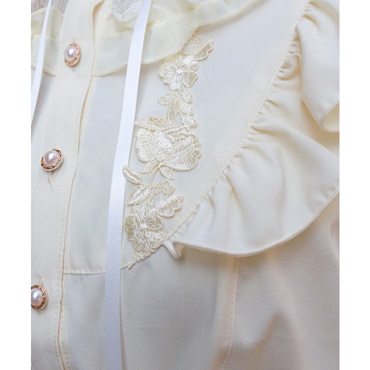 レース切替フリルスタンドブラウス | axes femme | 詳細画像7 