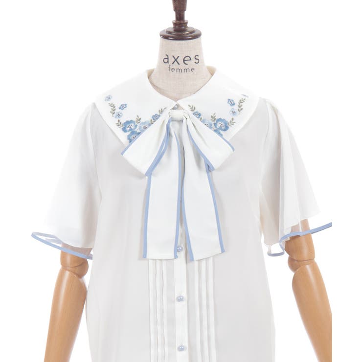 ネモフィラ刺繍ブラウス[品番：IGAW0007736]｜axes femme（アクシーズ