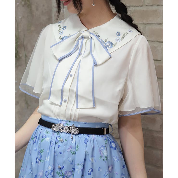 ネモフィラ刺繍ブラウス[品番：IGAW0007736]｜axes femme（アクシーズ
