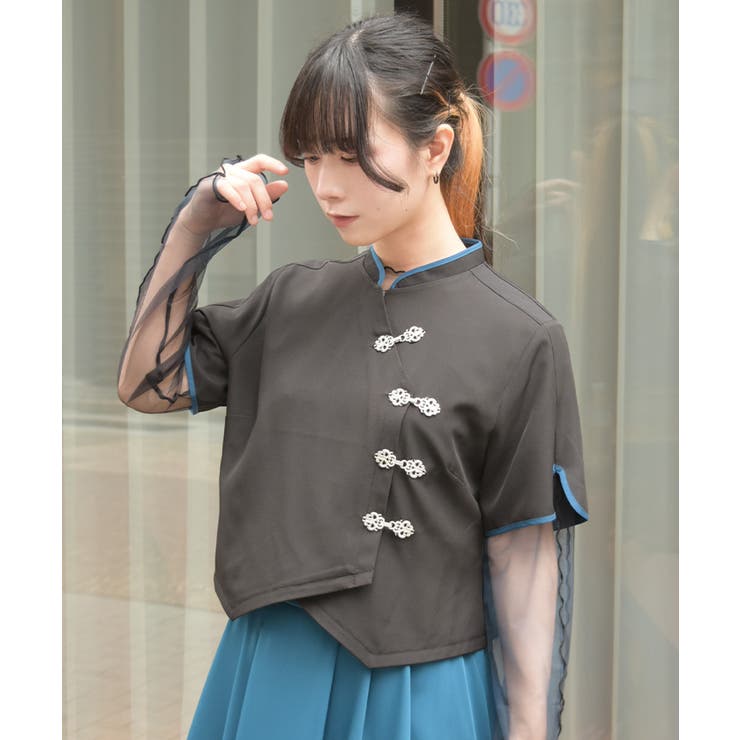 チャイナボタンショートブラウス | axes femme | 詳細画像10 