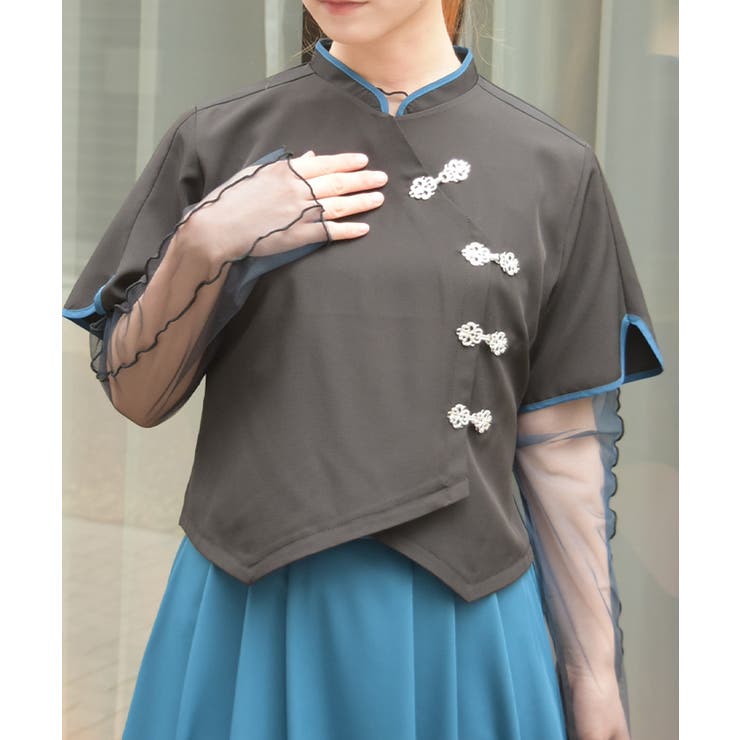 チャイナボタンショートブラウス | axes femme | 詳細画像8 