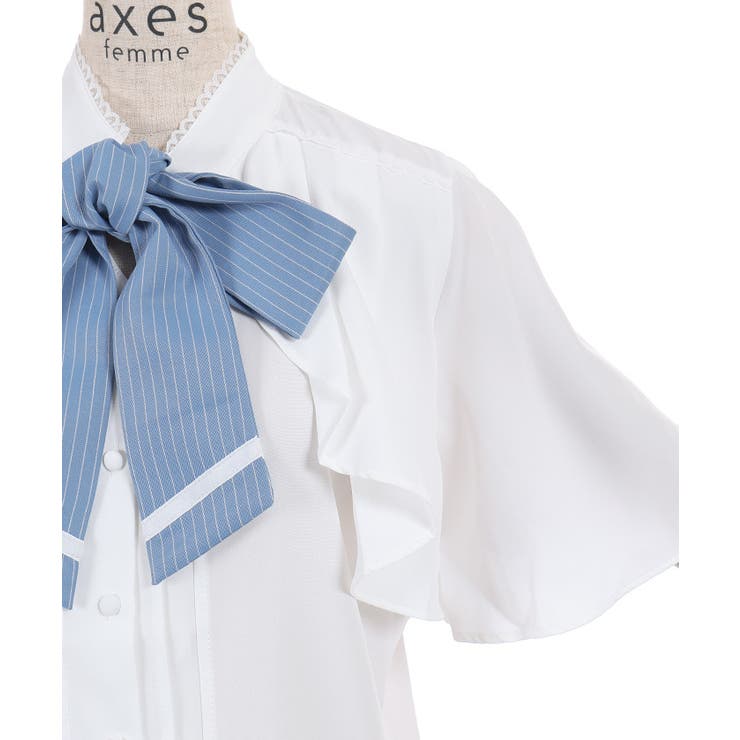 リボン×フラシ半袖ブラウス | axes femme | 詳細画像14 