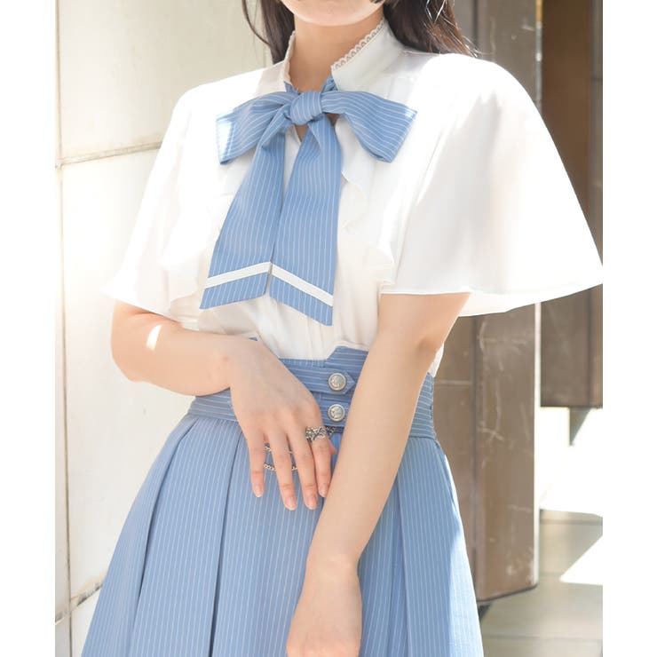 リボン×フラシ半袖ブラウス | axes femme | 詳細画像6 