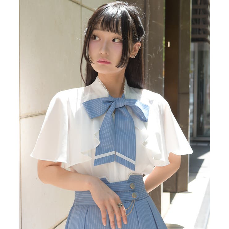 リボン×フラシ半袖ブラウス | axes femme | 詳細画像9 