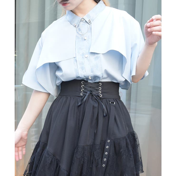 サックス | ジャガード×チェーンブラウス | axes femme