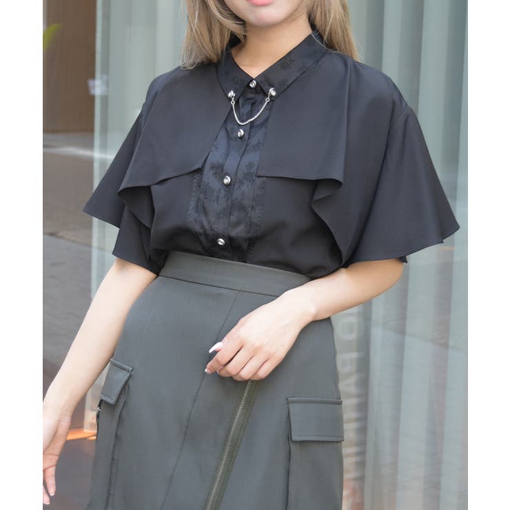 黒 | ジャガード×チェーンブラウス | axes femme