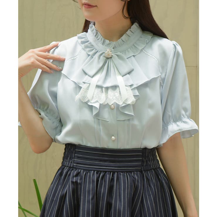 サックス | リボンジャボ付ブラウス | axes femme