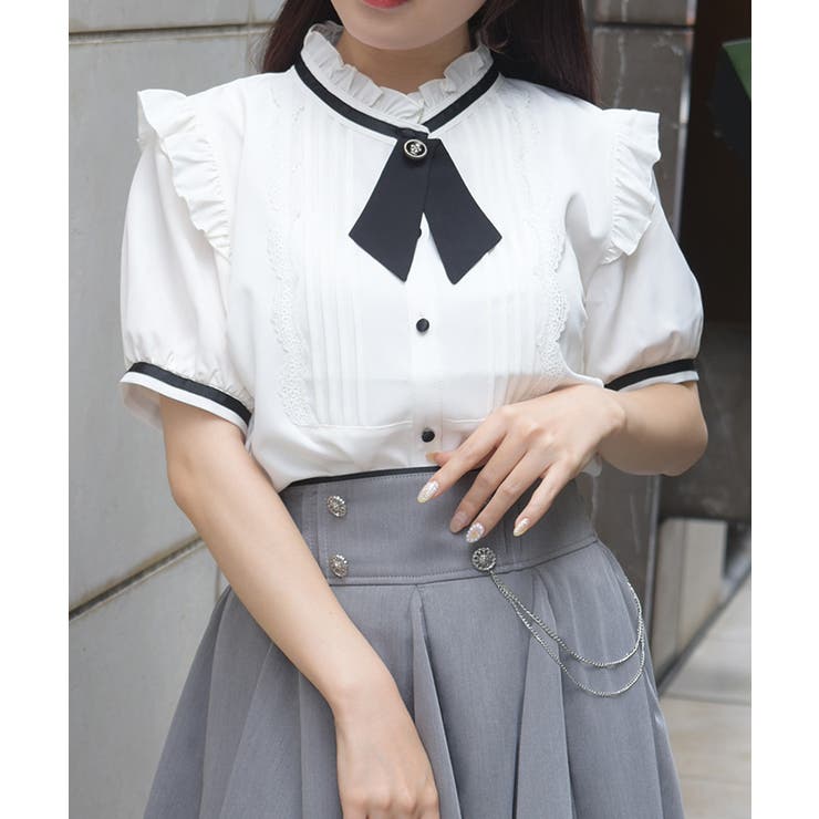 白 | タイセットピンタックブラウス | axes femme