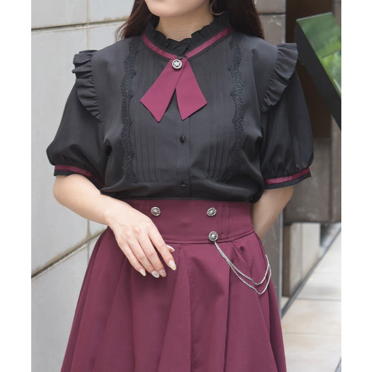 黒 | タイセットピンタックブラウス | axes femme