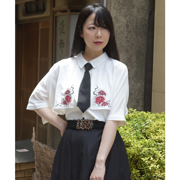 彼岸花刺繍ネクタイブラウス | axes femme | 詳細画像11 