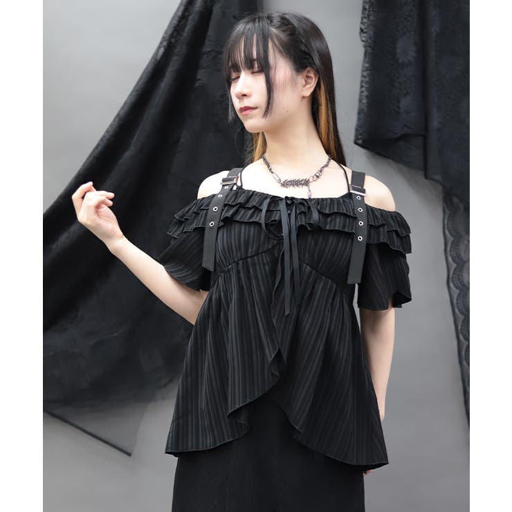 黒 | オフショルフレア袖トップス | axes femme