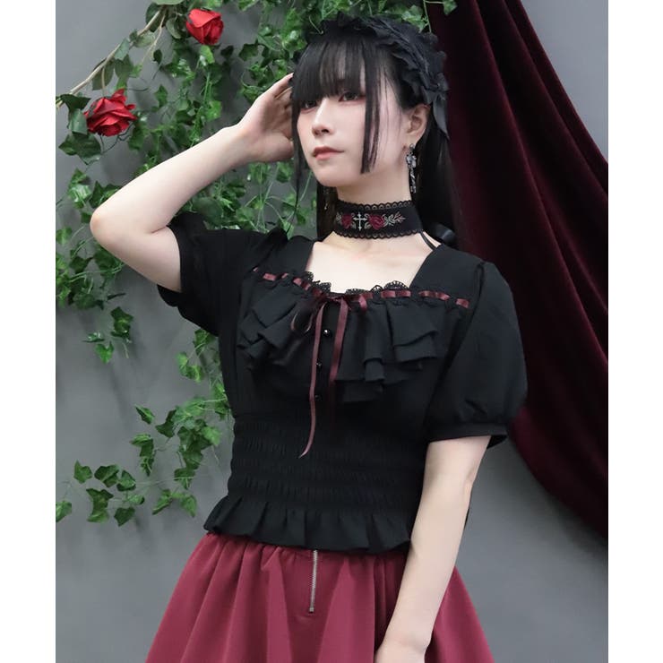 チョーカー付シャーリングブラウス | axes femme | 詳細画像11 