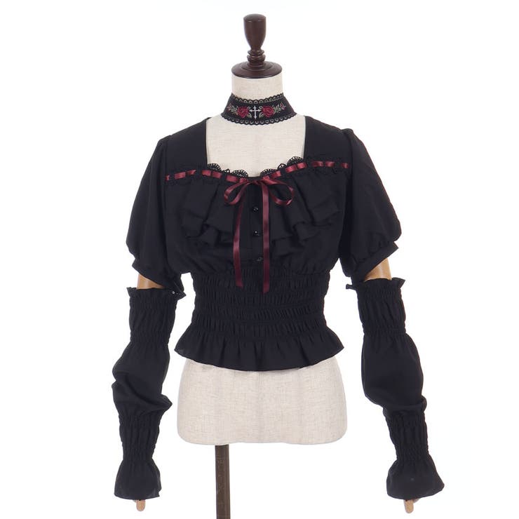 チョーカー付シャーリングブラウス | axes femme | 詳細画像12 