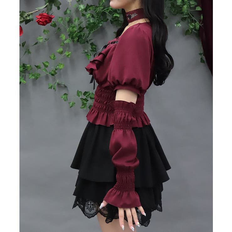 チョーカー付シャーリングブラウス | axes femme | 詳細画像3 
