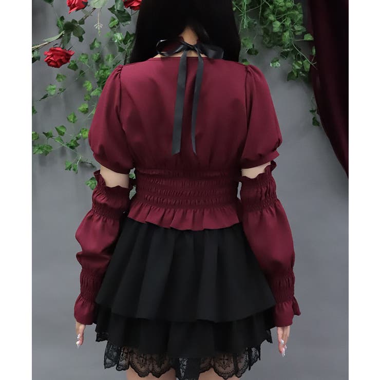 チョーカー付シャーリングブラウス | axes femme | 詳細画像4 