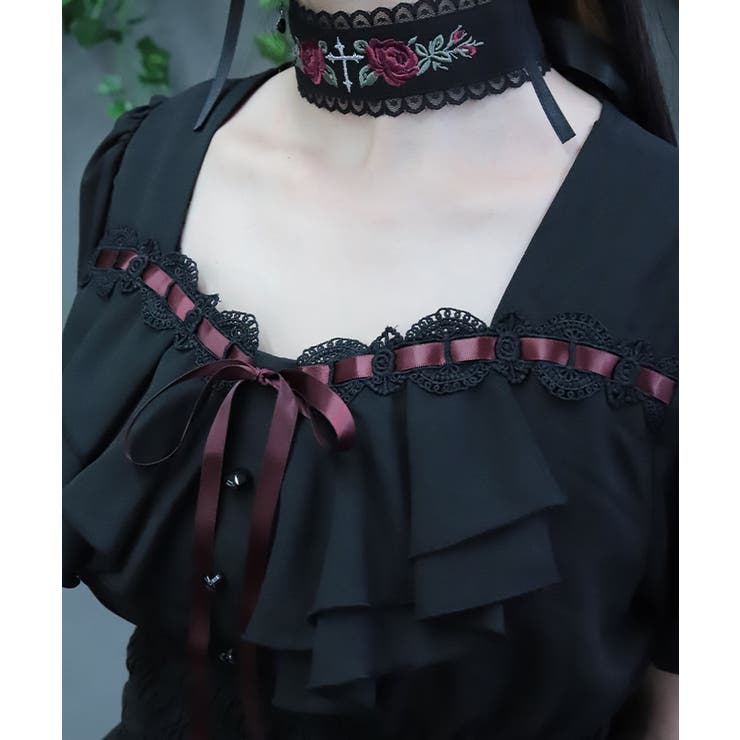 チョーカー付シャーリングブラウス | axes femme | 詳細画像9 
