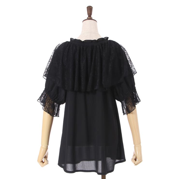 レース襟楊柳シフォンプルオーバー[品番：IGAW0003839]｜axes