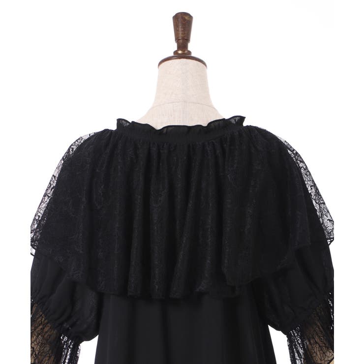 レース襟楊柳シフォンプルオーバー[品番：IGAW0003839]｜axes