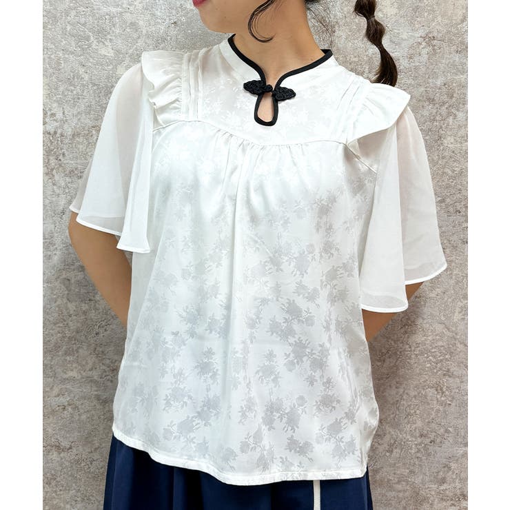 オリエンタルチャイナジャガードブラウス[品番：IGAW0005012]｜axes  