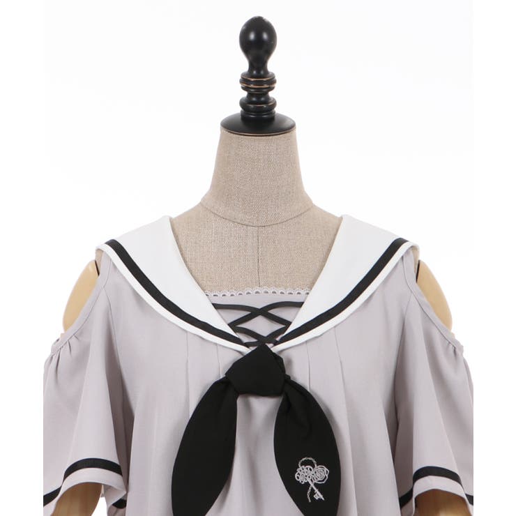 リボン付セーラー肩あきBL[品番：IGAW0001796]｜axes femme