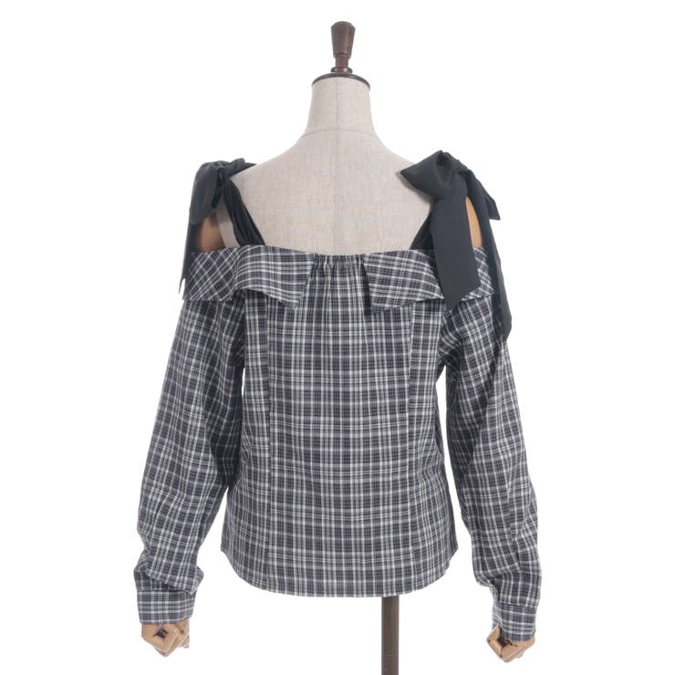 チェックオフショルリボンプルオーバー | axes femme | 詳細画像13 