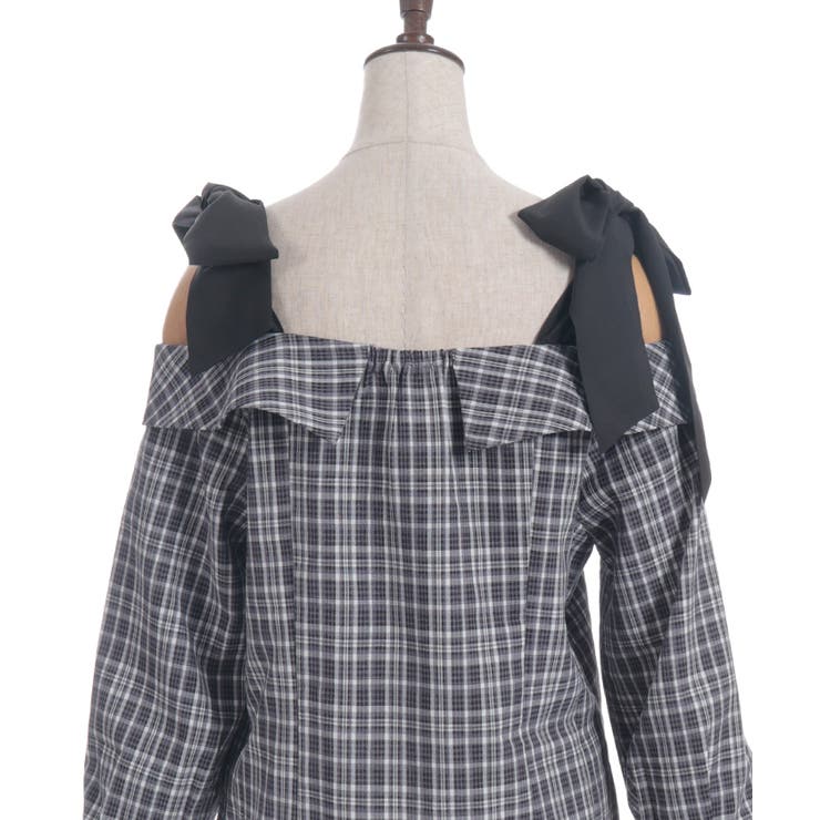 チェックオフショルリボンプルオーバー | axes femme | 詳細画像15 