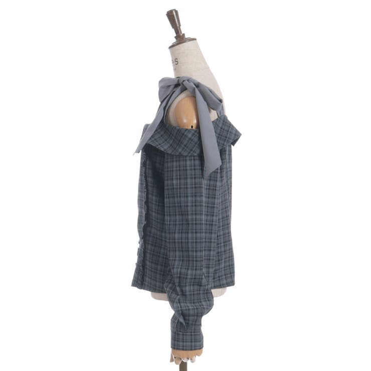 チェックオフショルリボンプルオーバー | axes femme | 詳細画像18 