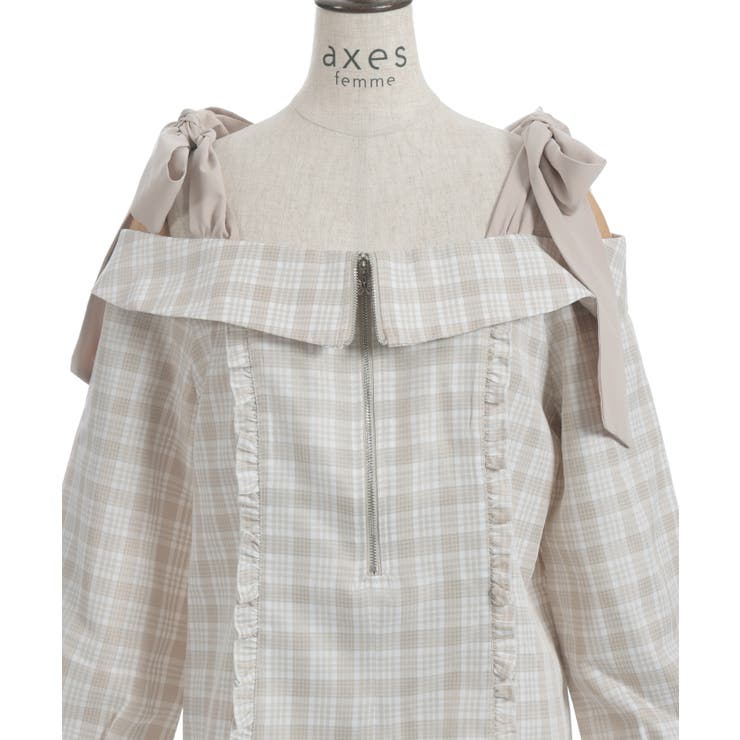 チェックオフショルリボンプルオーバー | axes femme | 詳細画像27 