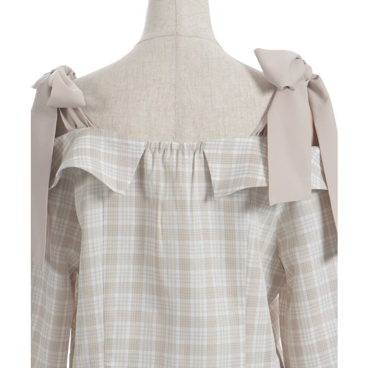 チェックオフショルリボンプルオーバー | axes femme | 詳細画像30 