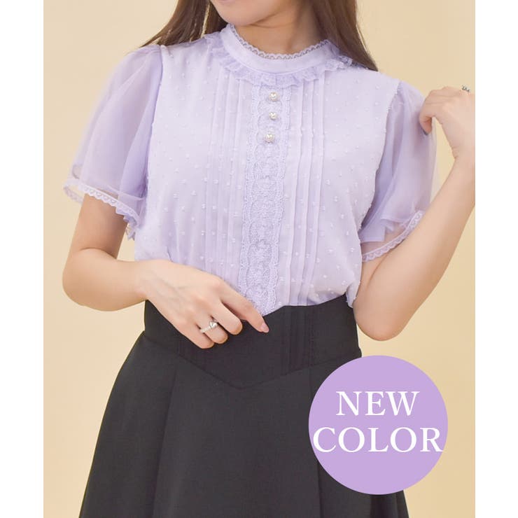 ラベンダー | フレア袖ドットドビーBL | axes femme