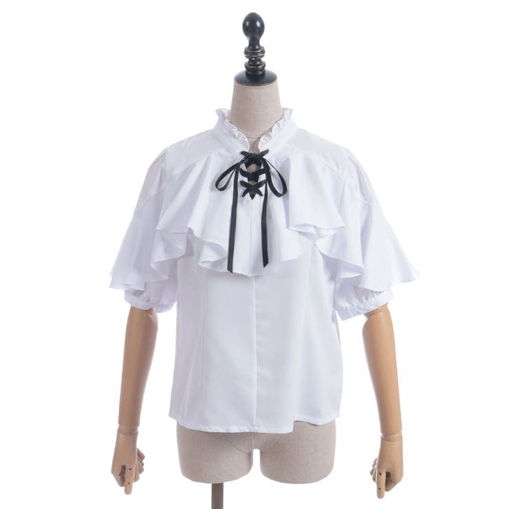 レースアップラッフルブラウス | axes femme | 詳細画像15 