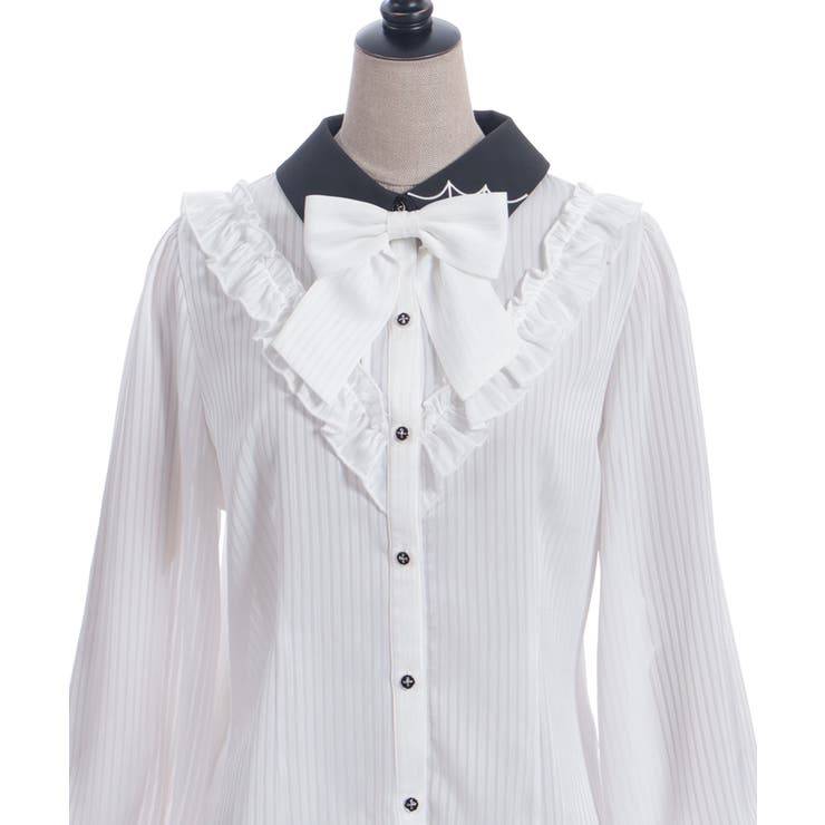 シャドーストライプフリルブラウス | axes femme | 詳細画像12 