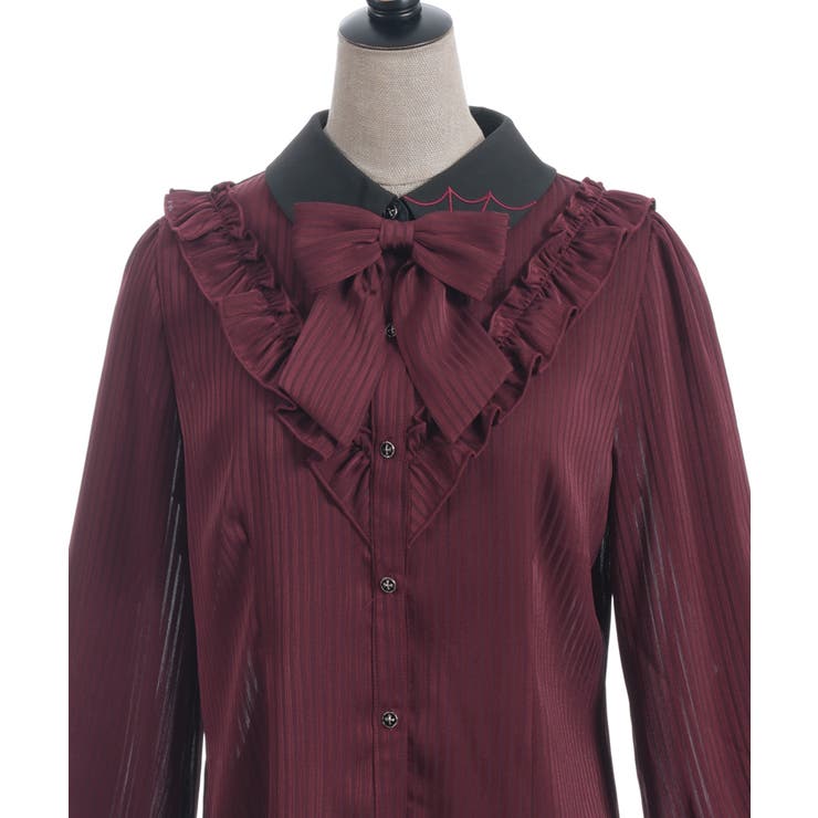 シャドーストライプフリルブラウス | axes femme | 詳細画像20 