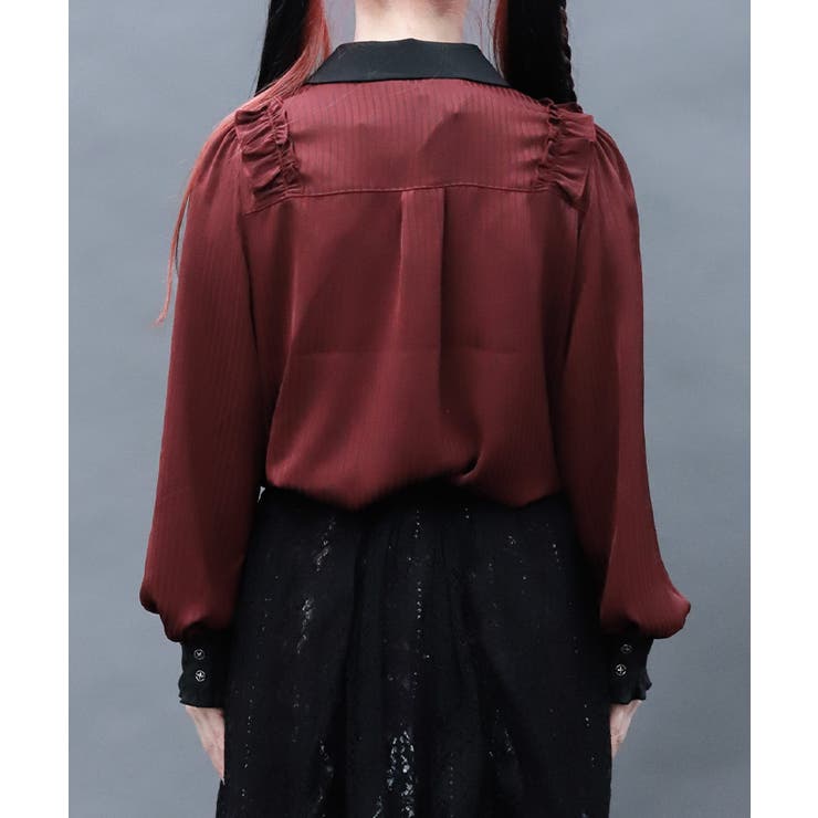 シャドーストライプフリルブラウス | axes femme | 詳細画像3 