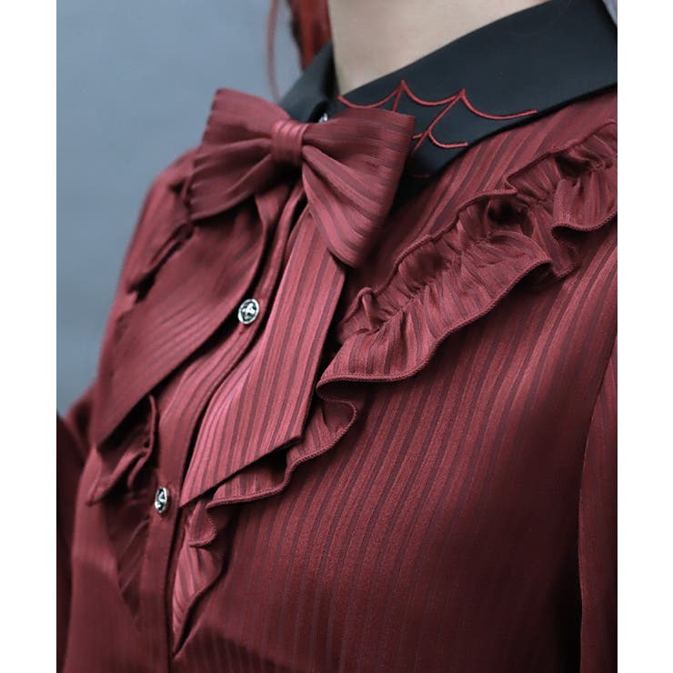 シャドーストライプフリルブラウス | axes femme | 詳細画像7 