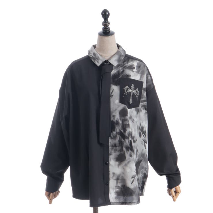 マーブルバイカラーシャツ[品番：IGAW0007015]｜axes femme