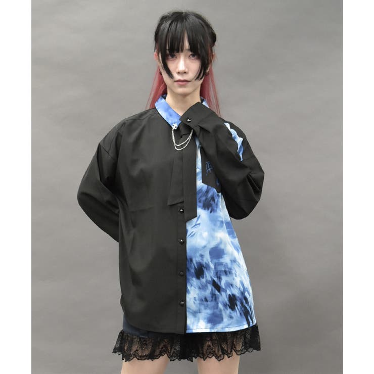 マーブルバイカラーシャツ[品番：IGAW0007015]｜axes femme