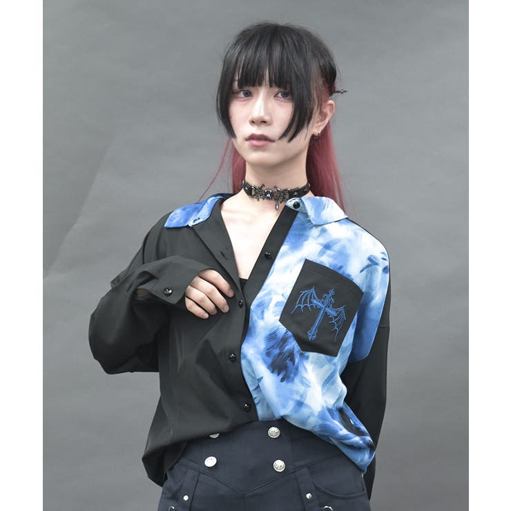 マーブルバイカラーシャツ | axes femme | 詳細画像7 