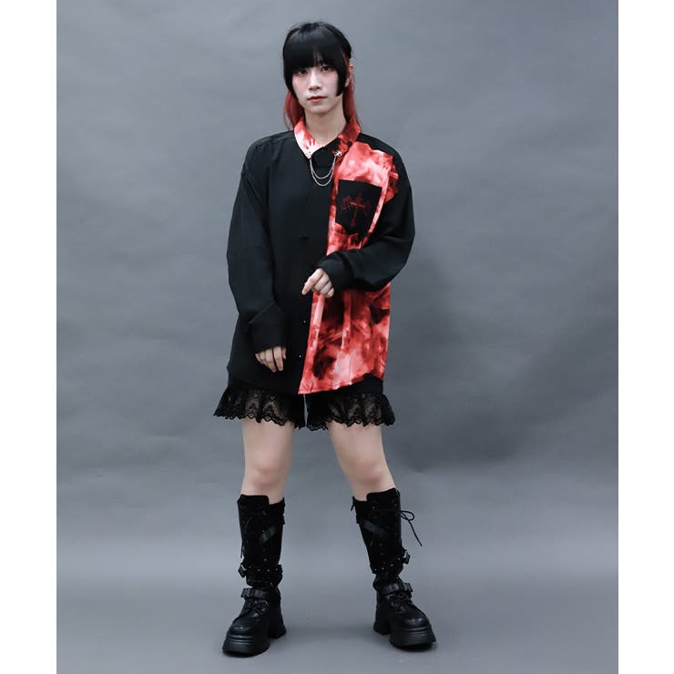 マーブルバイカラーシャツ | axes femme | 詳細画像8 