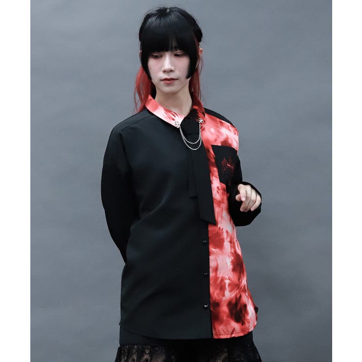 赤 | マーブルバイカラーシャツ | axes femme