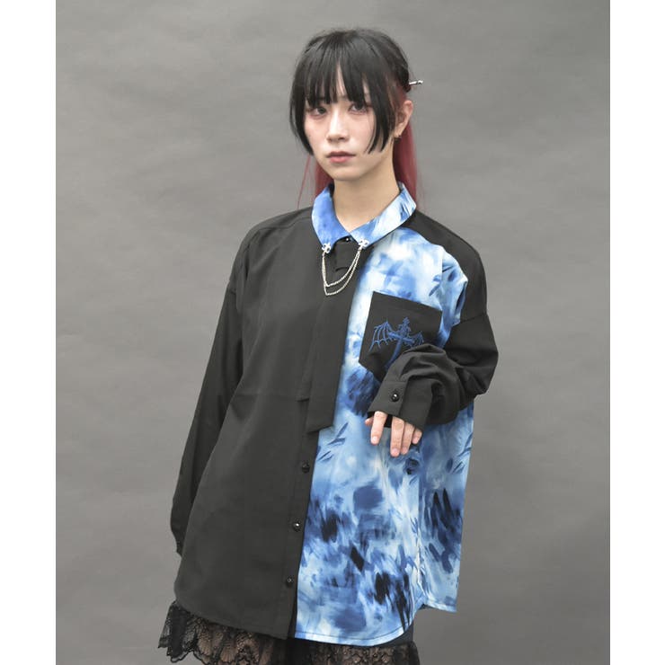 ブルー | マーブルバイカラーシャツ | axes femme