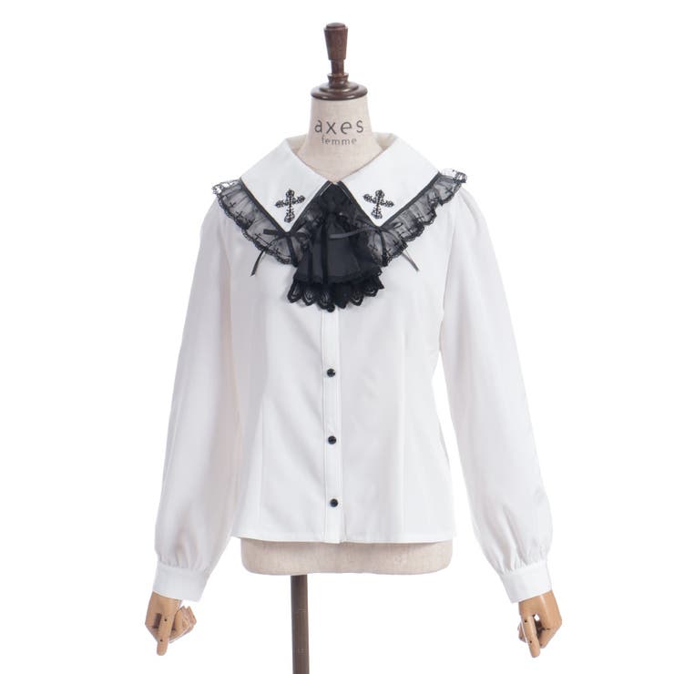 クロス刺繍ビッグ襟ブラウス | axes femme | 詳細画像12 