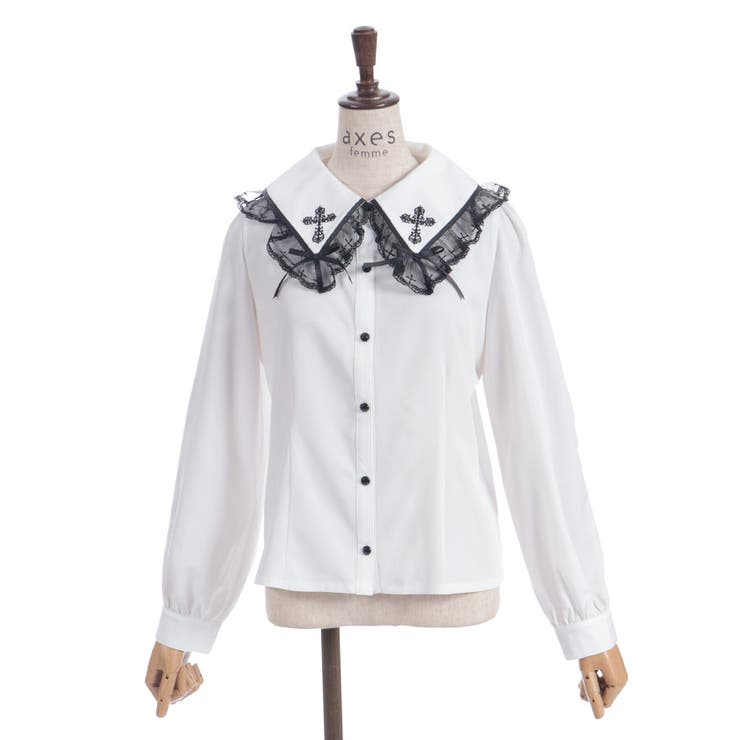 クロス刺繍ビッグ襟ブラウス | axes femme | 詳細画像16 