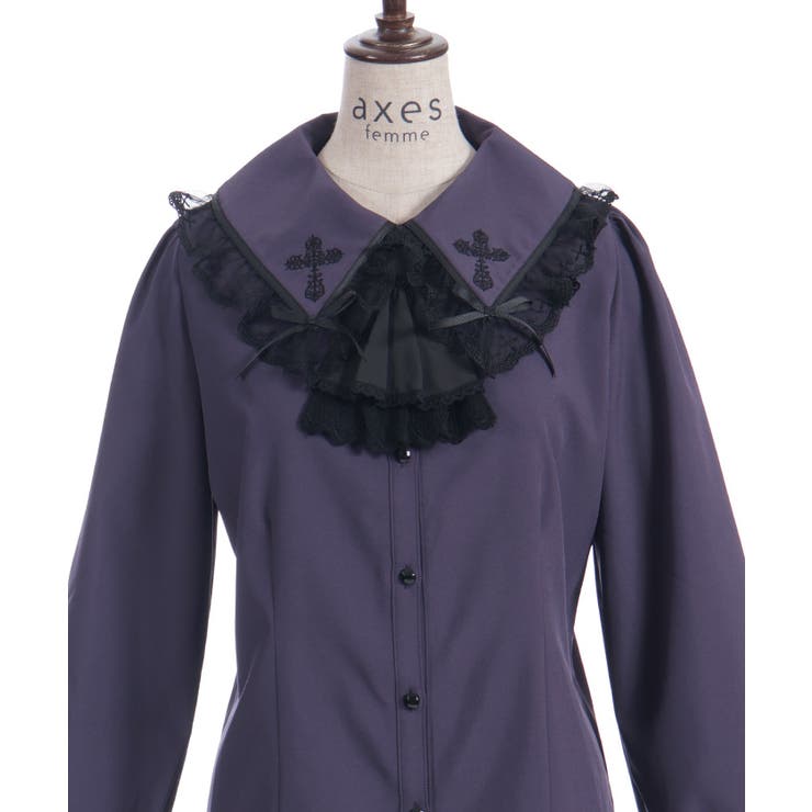 クロス刺繍ビッグ襟ブラウス | axes femme | 詳細画像22 