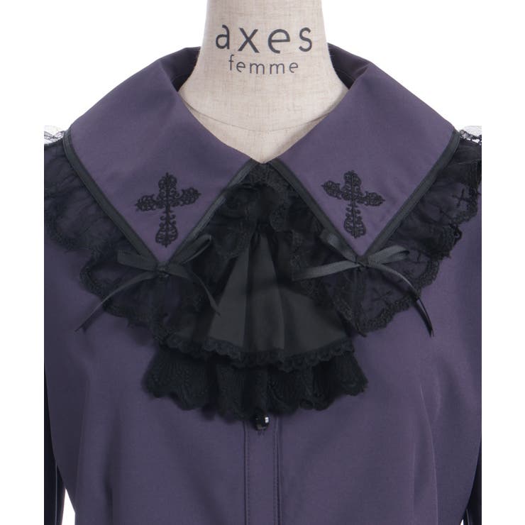 クロス刺繍ビッグ襟ブラウス | axes femme | 詳細画像23 