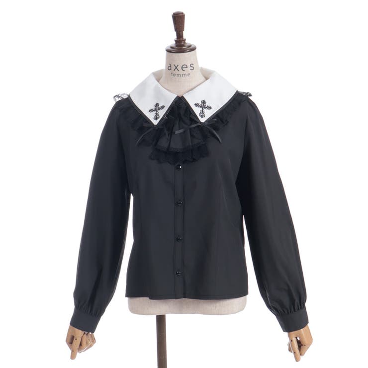 クロス刺繍ビッグ襟ブラウス | axes femme | 詳細画像27 
