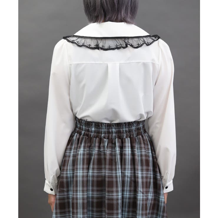 クロス刺繍ビッグ襟ブラウス | axes femme | 詳細画像3 