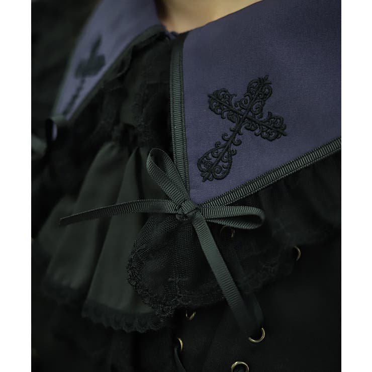 クロス刺繍ビッグ襟ブラウス | axes femme | 詳細画像8 